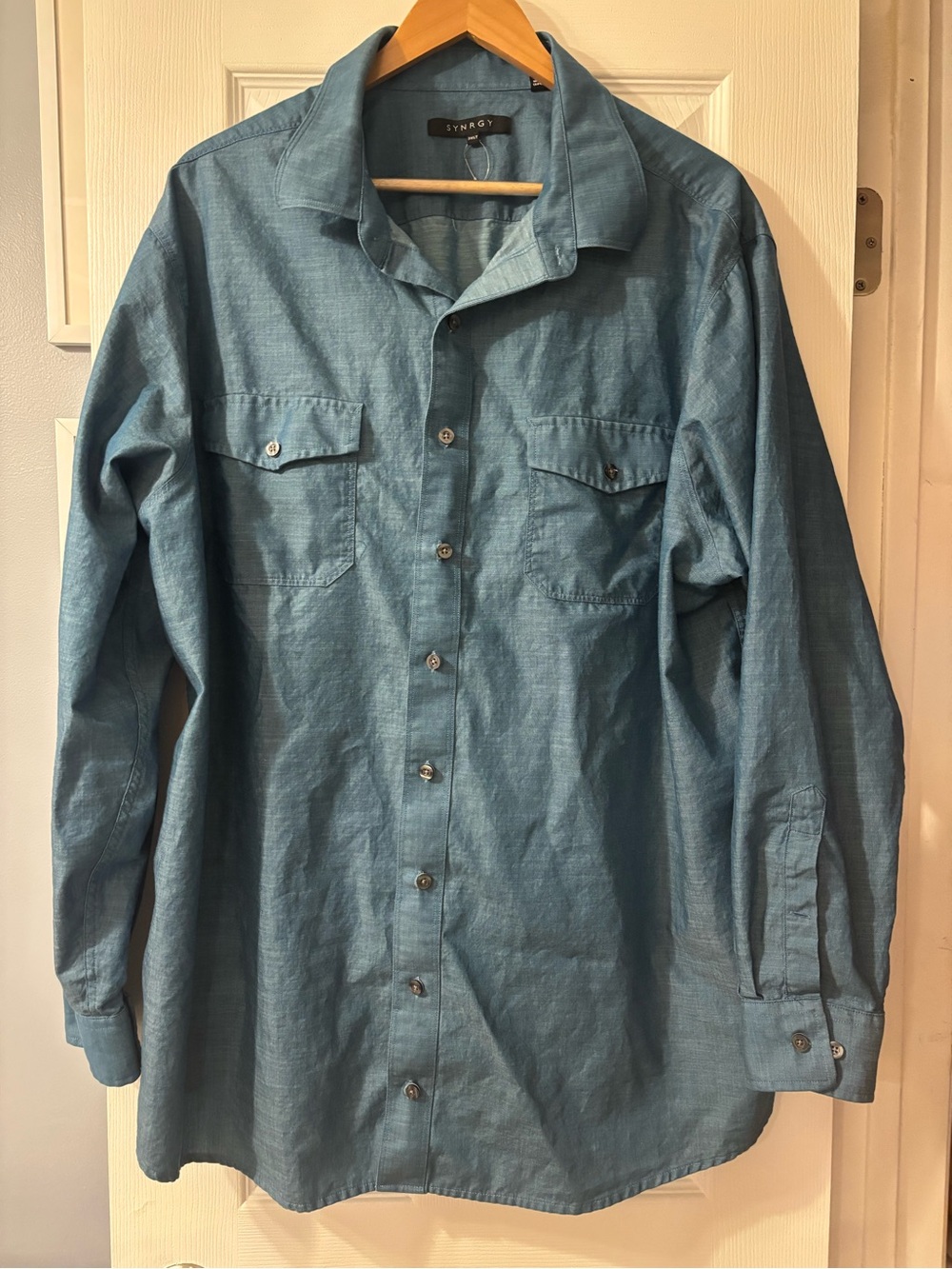 Men's Long-Sleeve Button Front Jacket Shirt - Blue